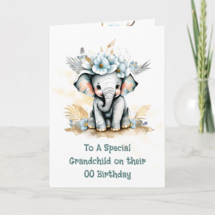 Carte Message d'anniversaire de grand-enfant éléphant sa