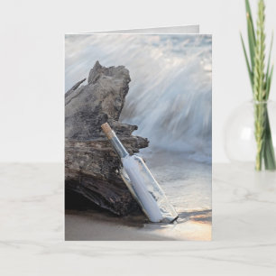 Carte message dans une bouteille anniversaire