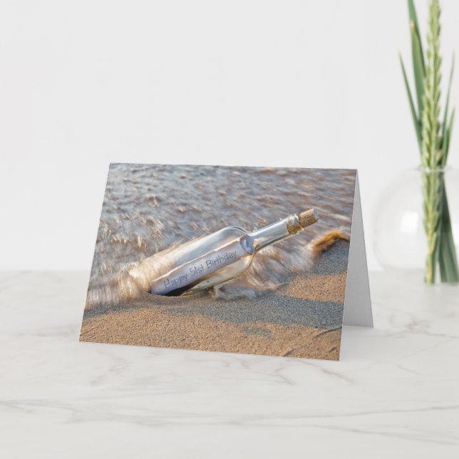 Carte Message de 51e anniversaire dans une bouteille (Devant)