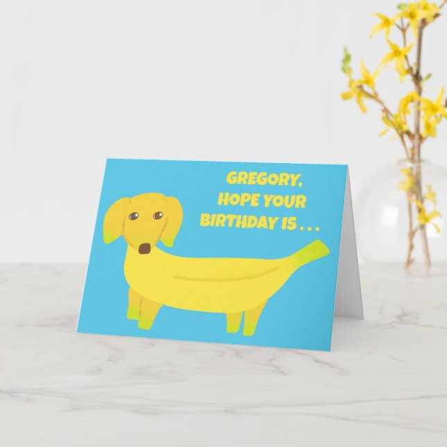 Carte Message personnalisé Banana Dog Funny Anniversaire (Fleur jaune)