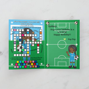 Carte Message secret de football pour filles Joyeux Anni