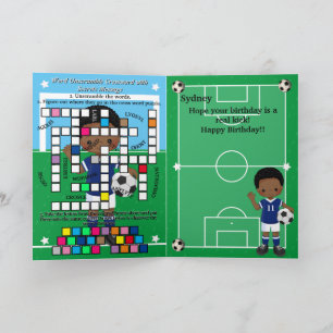 Carte Message secret de football pour garçons noirs Joye