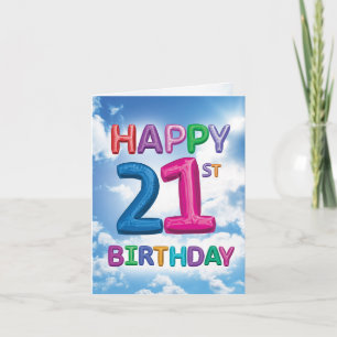 Carte Messages gonflés Jalons 21 - Anniversaire