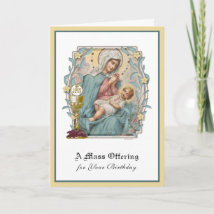 Carte Messe catholique d'anniversaire Offrant Jésus Euch