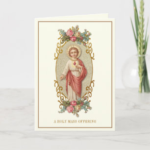 Carte Messe catholique Offrant Sacré Coeur Jésus