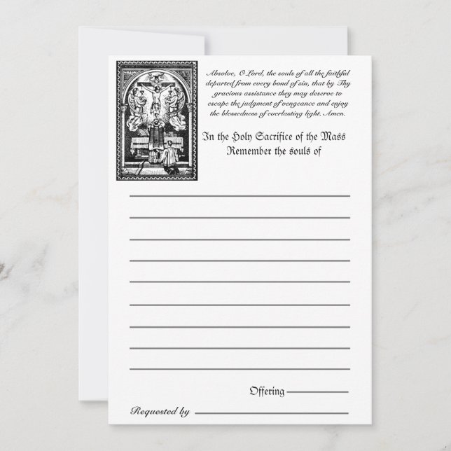 Carte Messe catholique Toutes les âmes Souvenir des mort (Devant)