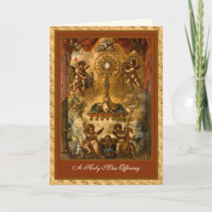 Carte Messe catholique traditionnelle offrant l'Eucharis