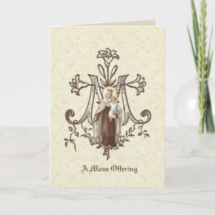 Carte Messe de sympathie catholique offrant Vierge Marie