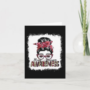 Carte Messy Bun Burgundy Ribbon Cerveau Aneurysme Sensib