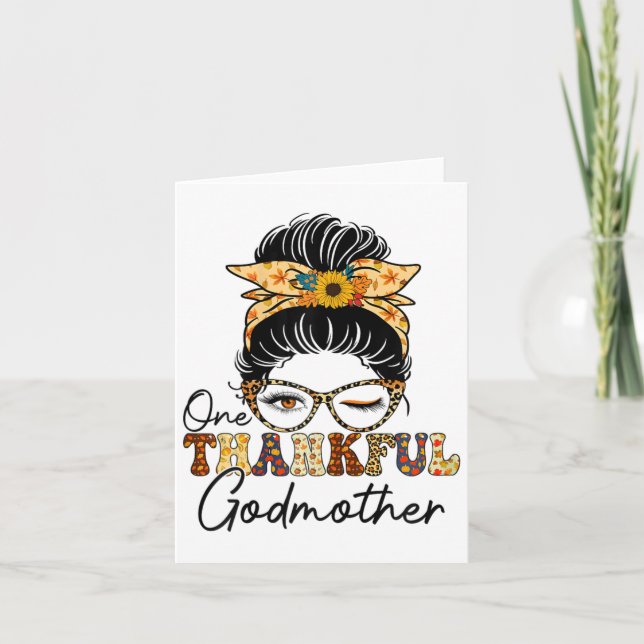 Carte Messy Bun One Thankful Godmère Automne Merci (Devant)