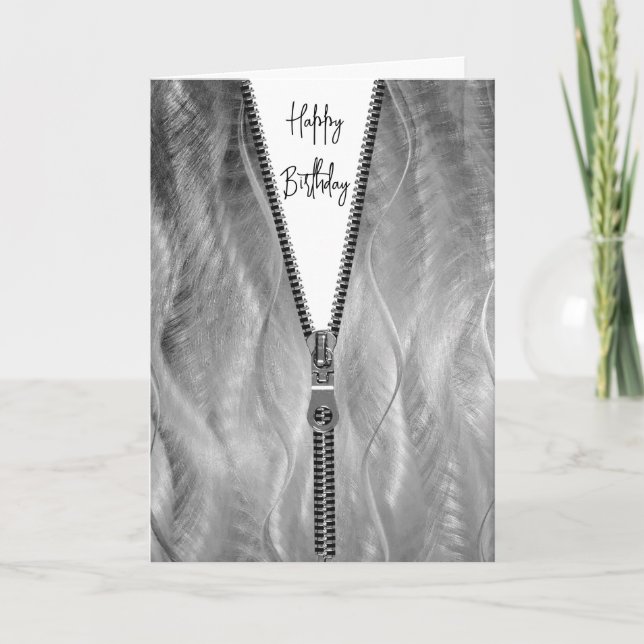 Carte Métal brossé avec Zipper pour Anniversaire (Devant)