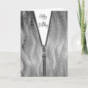 Carte Métal brossé avec Zipper pour Anniversaire
