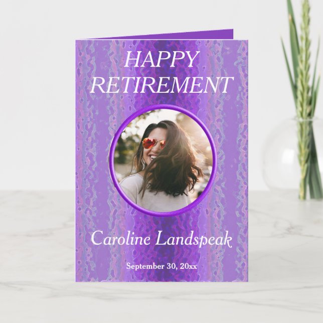 Carte Métal pourpre décoratif 1 photo collage Retraite (Devant)