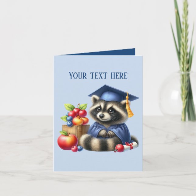 Carte Mete Graduation ajouter un message raccoon (Devant)