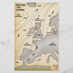 Carte météo ancienne des îles Britanniques et d'Eu