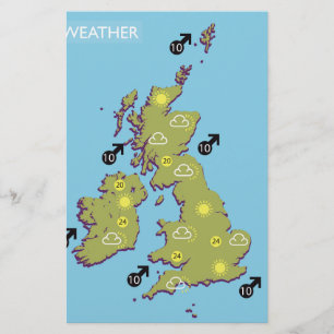 Carte météo rétro TV des îles britanniques.