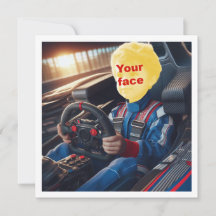 Mettez mon visage dans l'image, voiture de course