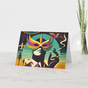 Carte Mi-siècle Rétro 60s Mardi Gras L'Homme Fumeur