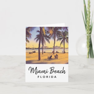 Carte Miami Beach Floride Aquarelle Vintage Art