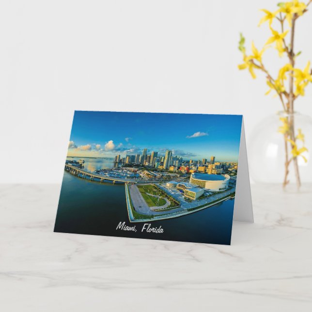 Carte Miami, Floride, vue panoramique, (Fleur jaune)