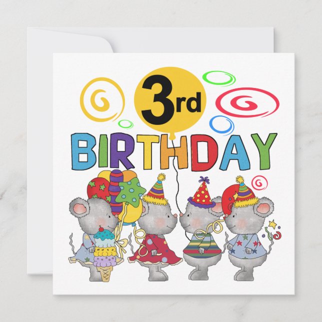 Carte Mice 3e anniversaire T-shirts et cadeaux (Devant)