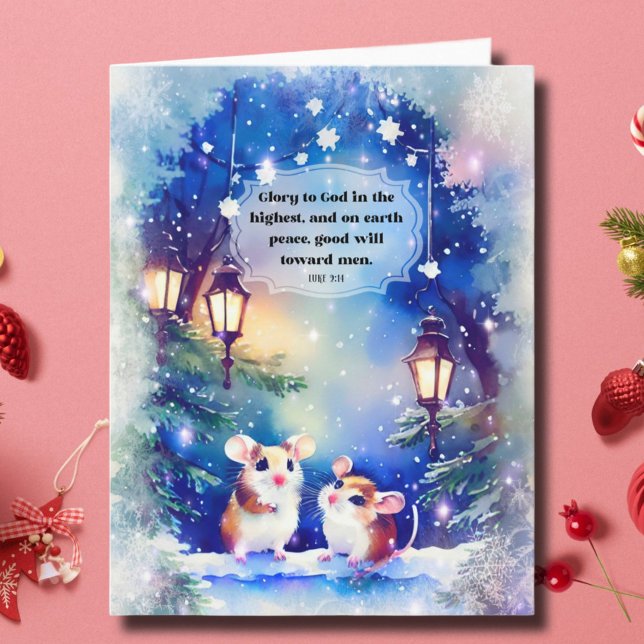 Carte Mice Mice Paix Sur Terre Bible Verset Noël (Créateur téléchargé)