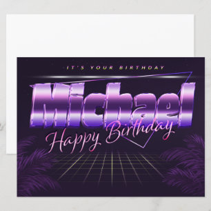 Carte Michael Name Prénom lila retro Map Anniversaire