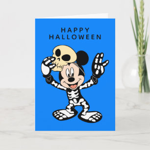 Carte Mickey en costume de squelette d'Halloween