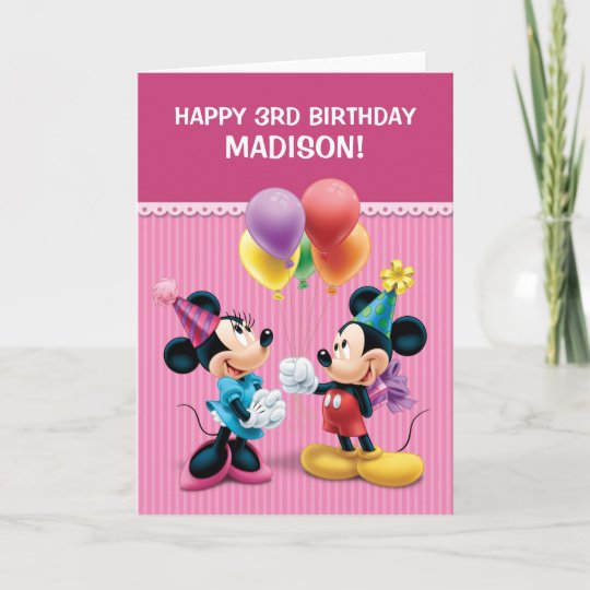 Carte Mickey Et Minnie Anniversaire Plie Zazzle Ca