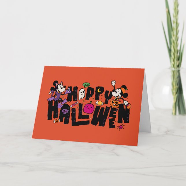 Carte Mickey et Minnie - Bonne Halloween (Devant)