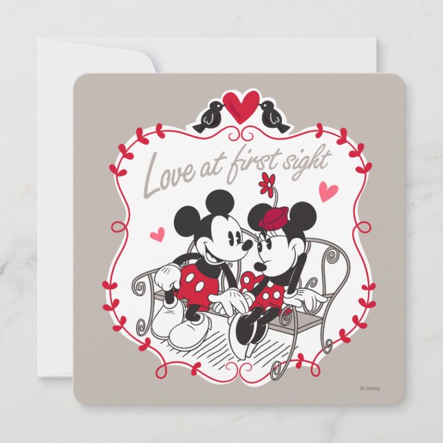 Carte Mickey et Minnie - L'amour à la première vue (Devant)