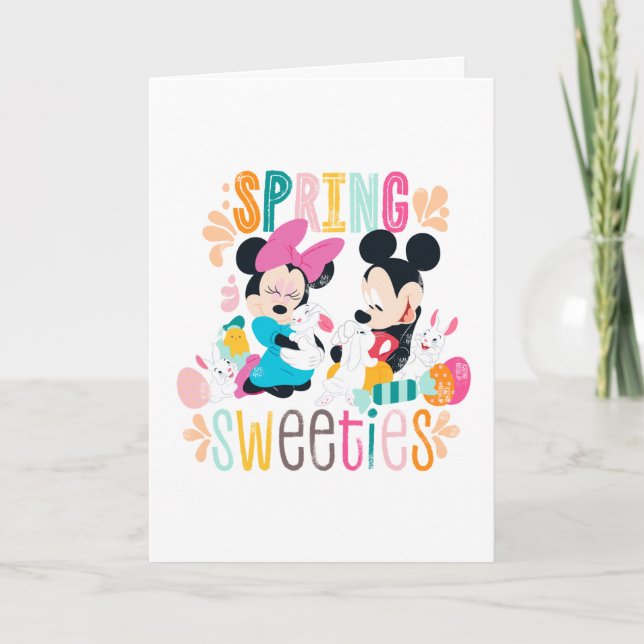 Carte Mickey et Minnie | Les douceurs du printemps (Devant)