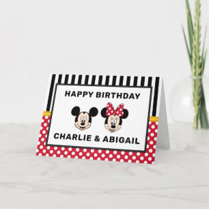 Carte Mickey et Minnie Mouse - Twins Anniversaire
