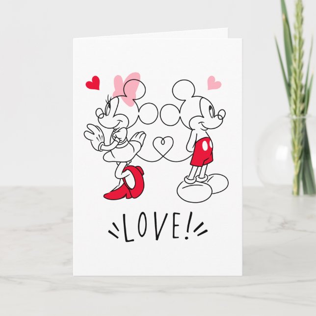Carte Mickey et Minnie | Saint Valentin Amour (Devant)