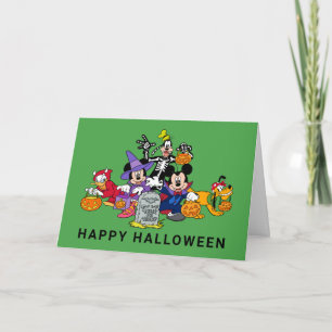 Carte Mickey Halloween amusant avec les amis