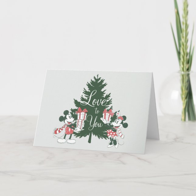 Carte Mickey & Minnie | Amour de Noël pour vous (Devant)
