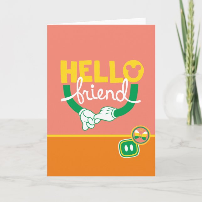 Carte Mickey & Minnie Hands - Hello Friend (Devant)