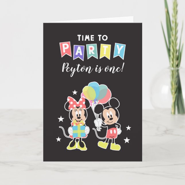 Carte Mickey & Minnie | Heure de la fête (Devant)