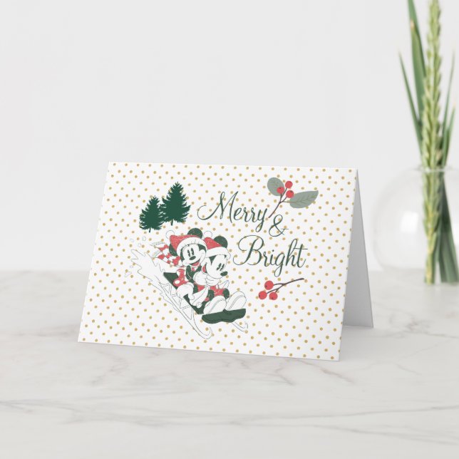 Carte Mickey & Minnie | Joyeux & Lumineux (Devant)