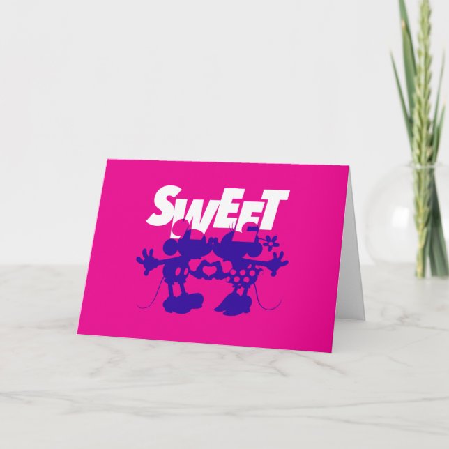 Carte Mickey & Minnie Mouse| Douce ! Saint-Valentin (Devant)