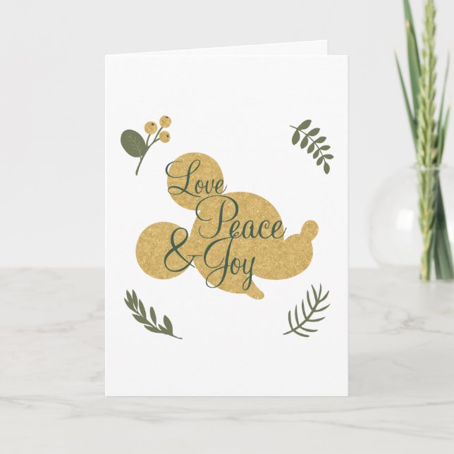 Carte Mickey Mouse | Christmas Love, Peace & Joy (Devant)