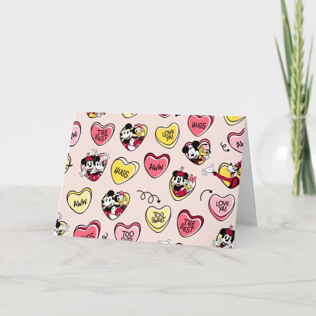 Carte Mickey Mouse & Friends | Bonbons en forme de coeur (Devant)