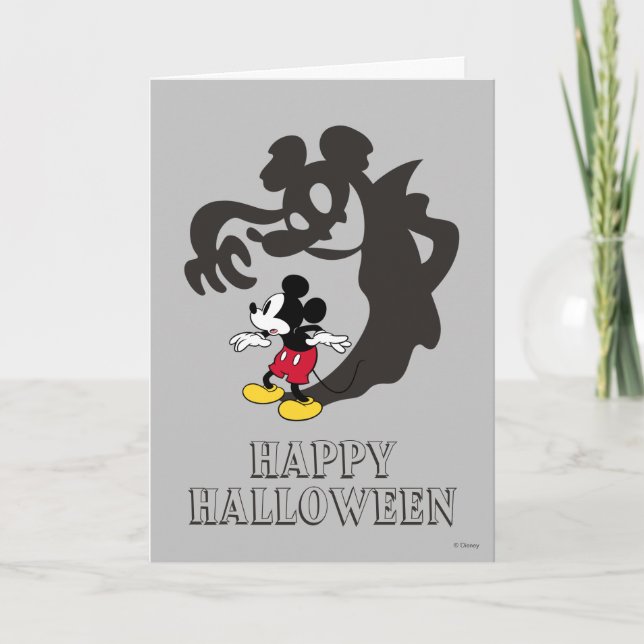 Carte Mickey Mouse Halloween effrayant (Devant)