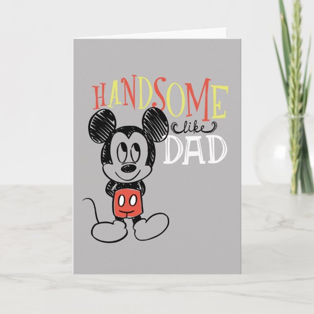 Carte Mickey Mouse | Handsom Like Papa (Devant)