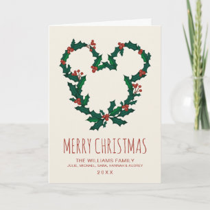 Carte Mickey Mouse Holiday Wreath