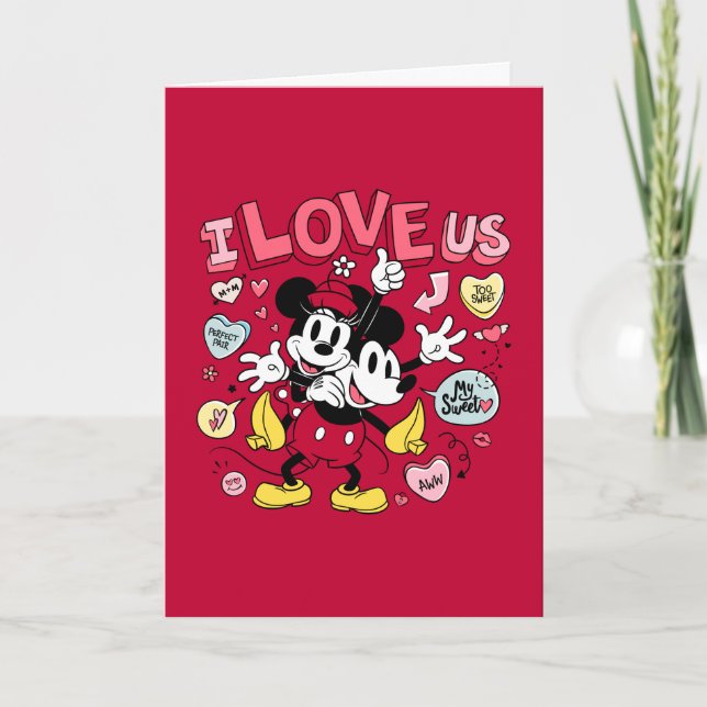 Carte Mickey Mouse & Minnie Mouse | J'adore nous (Devant)