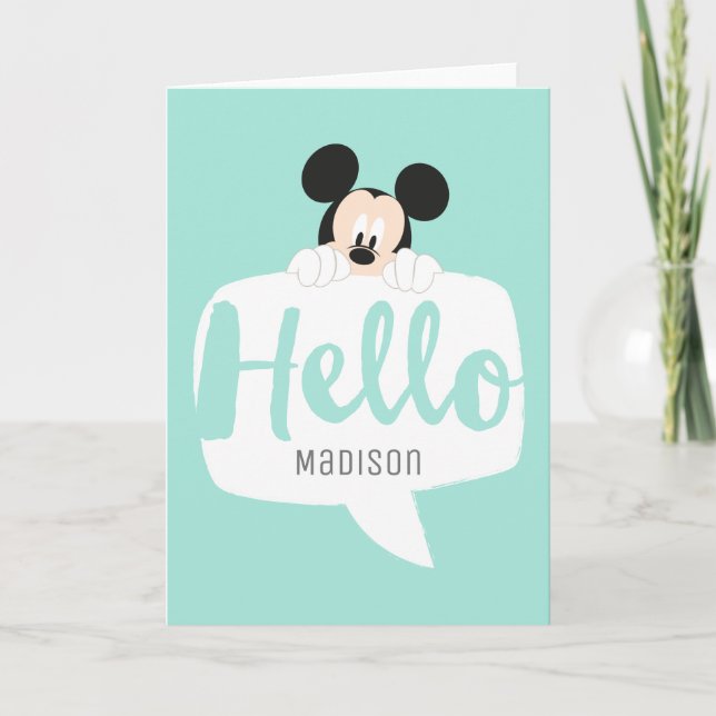 Carte Mickey Souris Bonjour bulle vocale (Devant)