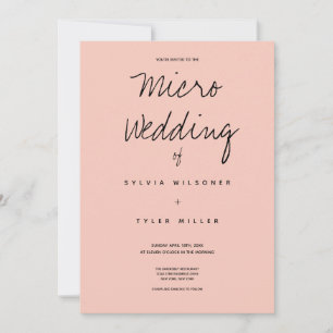 Carte Micro Mariage rose noir typographie minimaliste
