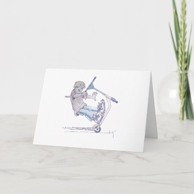Carte Microscooter roues dessin animé micro scooter (Devant)