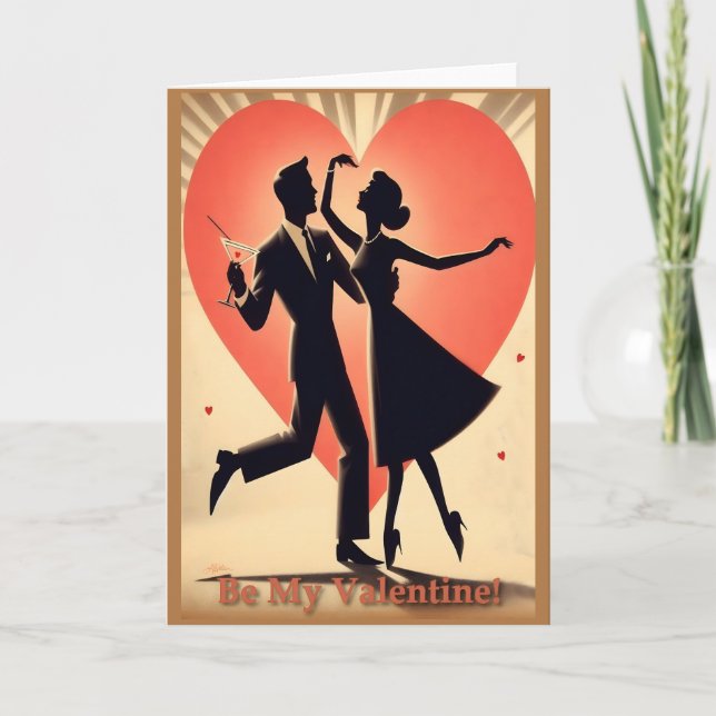 Carte Mid Century moderne Valentine Dancing Couple (Devant)